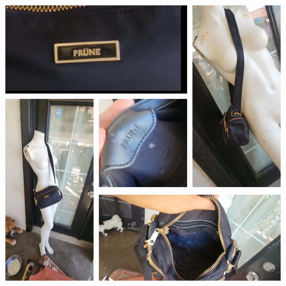 Prüne Black Crossbody Bag with Gold Accents - Picture 2 of 3